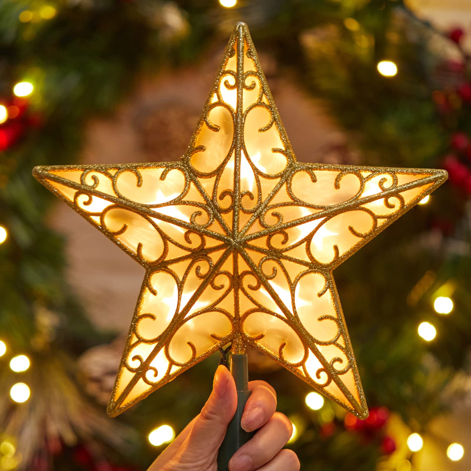 Foto 4 | Decoración Con Forma De Estrella De Navidad Brightown, 24 Cm, Enchufable, Color Plateado - Venta Internacional.