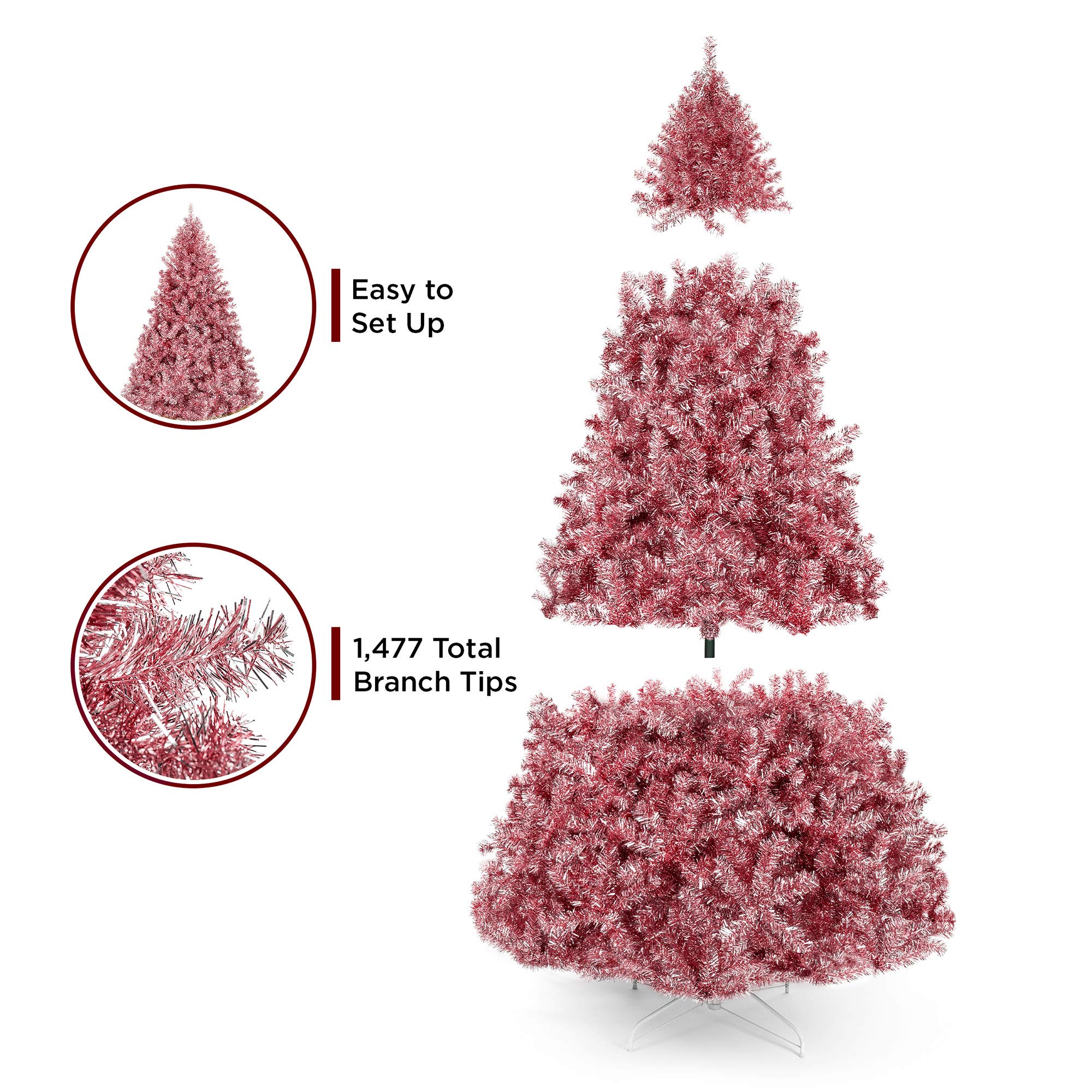 Foto 5 pulgar | Árbol De Navidad Artificial Best Choice De 6 Pies Con 1477 Puntas De Rama - Venta Internacional.