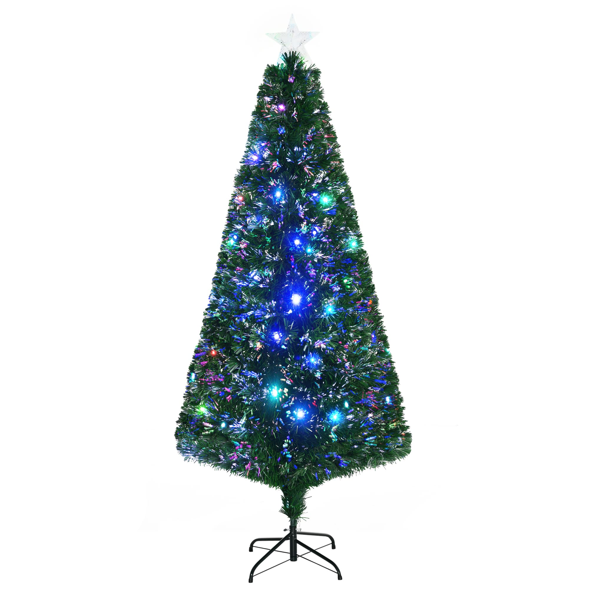 Árbol De Navidad Homcom Douglas Fir De 6 Pies Con 24 Luces Led, Color Verde - Venta Internacional. $2,583