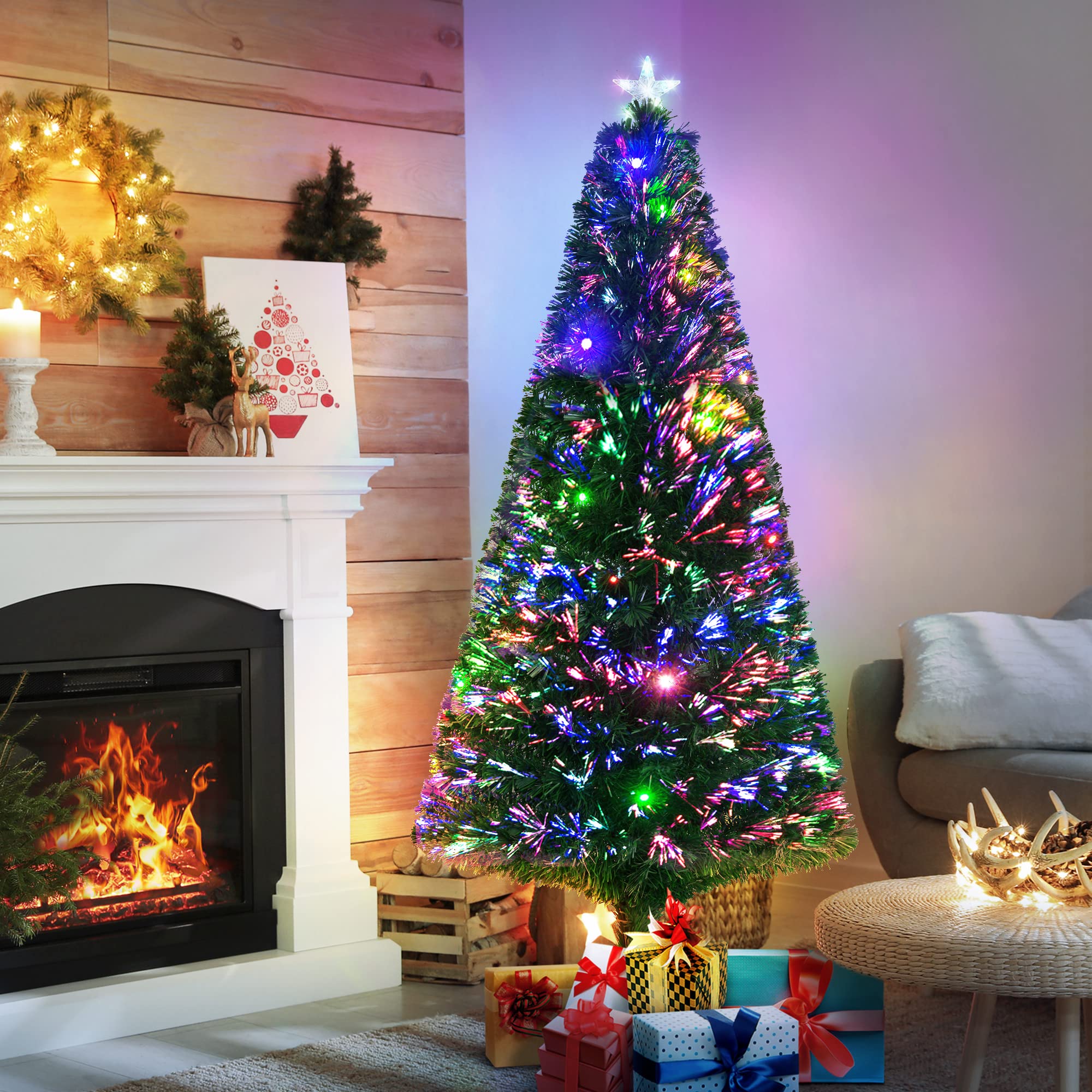 Foto 3 pulgar | Árbol De Navidad Homcom Douglas Fir De 6 Pies Con 24 Luces Led, Color Verde - Venta Internacional.