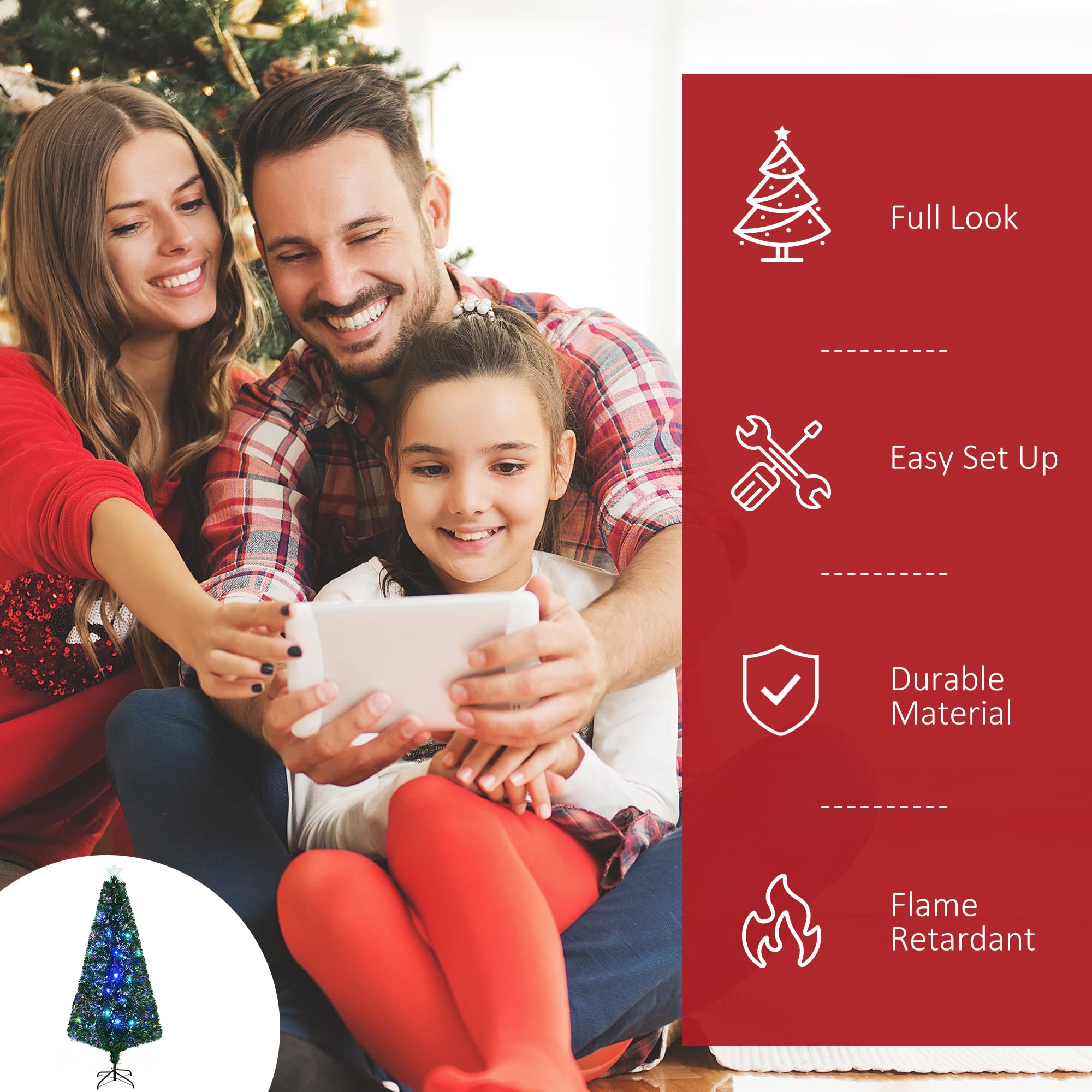 Foto 4 pulgar | Árbol De Navidad Homcom Douglas Fir De 6 Pies Con 24 Luces Led, Color Verde - Venta Internacional.