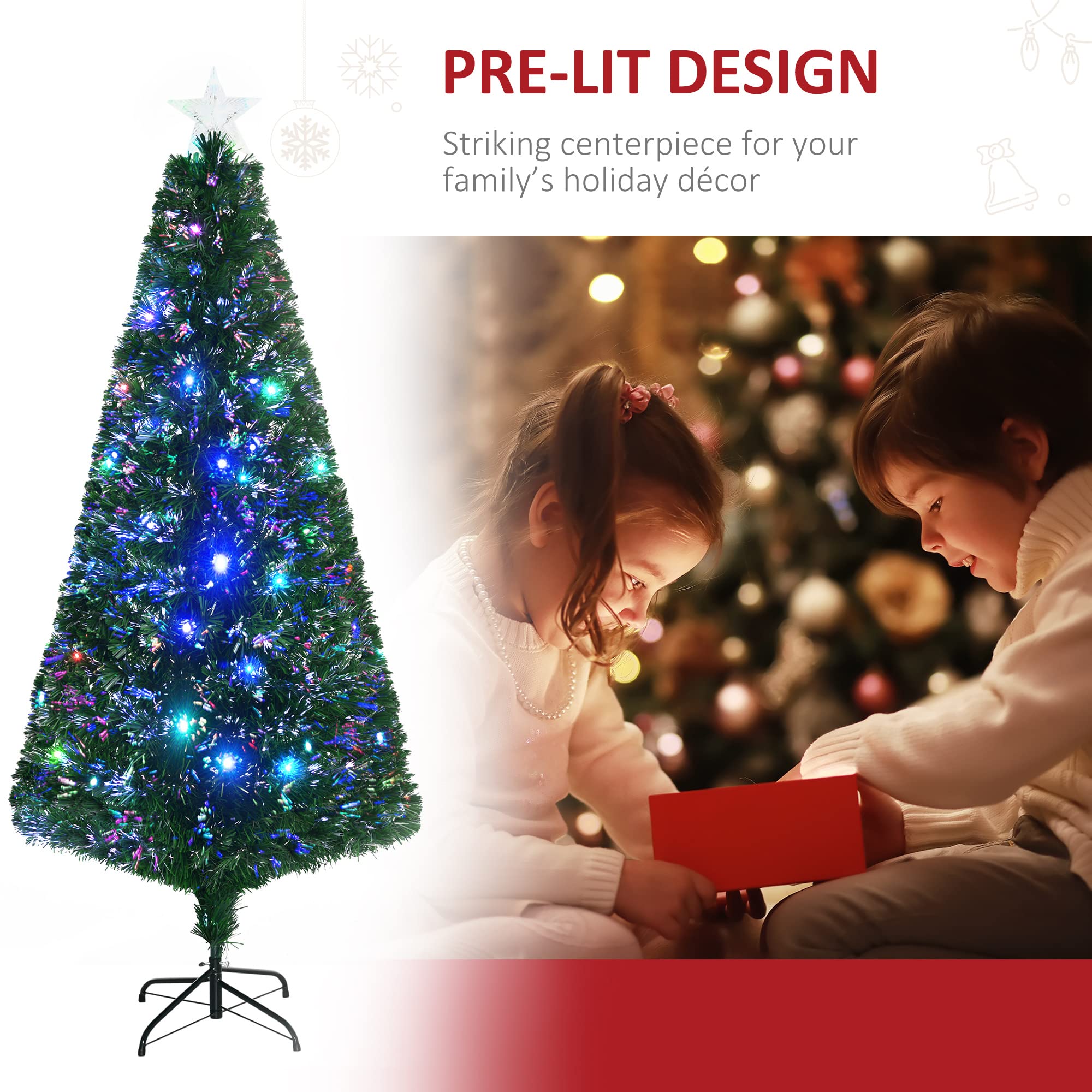 Foto 5 pulgar | Árbol De Navidad Homcom Douglas Fir De 6 Pies Con 24 Luces Led, Color Verde - Venta Internacional.