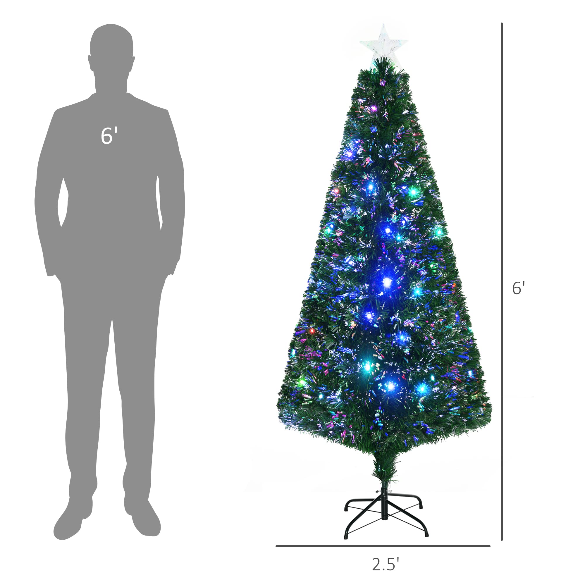 Foto 6 pulgar | Árbol De Navidad Homcom Douglas Fir De 6 Pies Con 24 Luces Led, Color Verde - Venta Internacional.