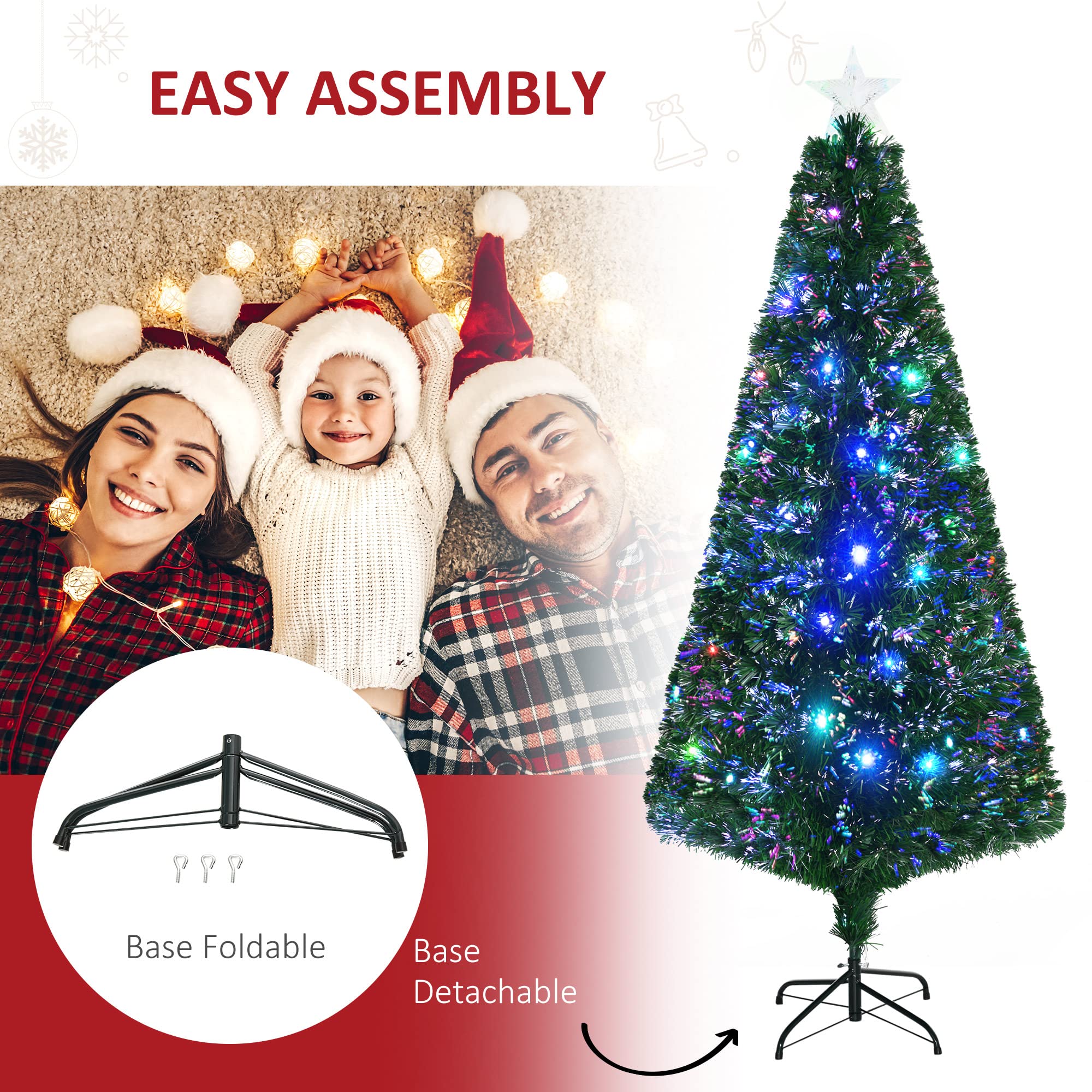 Foto 8 pulgar | Árbol De Navidad Homcom Douglas Fir De 6 Pies Con 24 Luces Led, Color Verde - Venta Internacional.