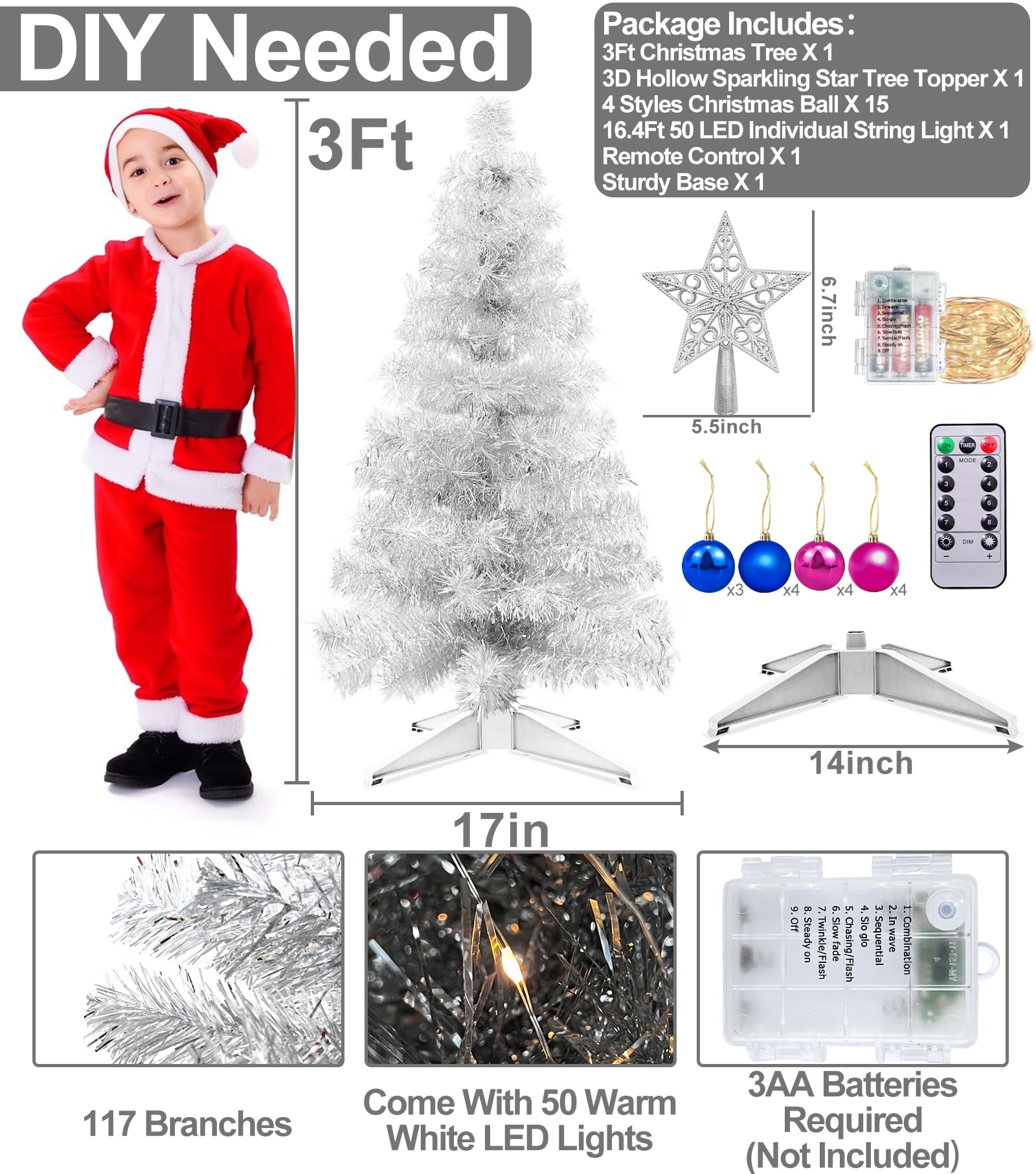 Foto 3 pulgar | Mando A Distancia Turnmeon Para Árbol De Navidad De 3 Pies Con Luces Y Adornos - Venta Internacional.