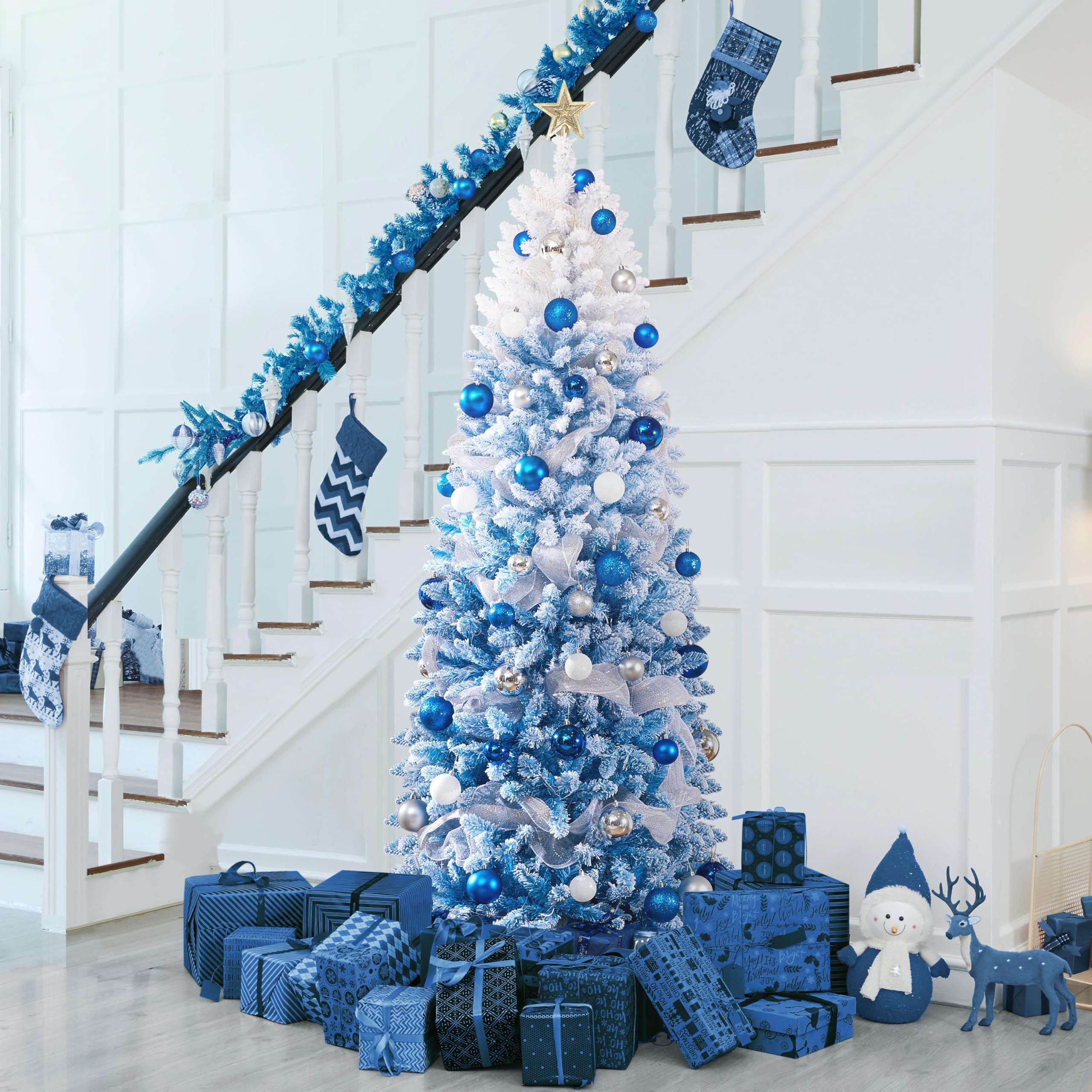 Foto 4 | Lápiz Preiluminado Con Forma De Nieve Yaheetech Con Forma De Árbol De Navidad De 6 Pies - Venta Internacional.