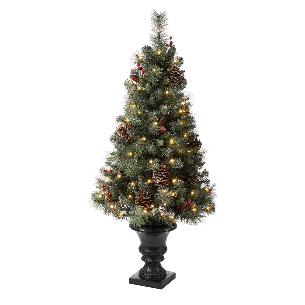 Foto 1 | Árbol De Navidad Glitzhome Flocado De 1,2 M Con Luces Y Decoración, 1 Unidad - Venta Internacional.