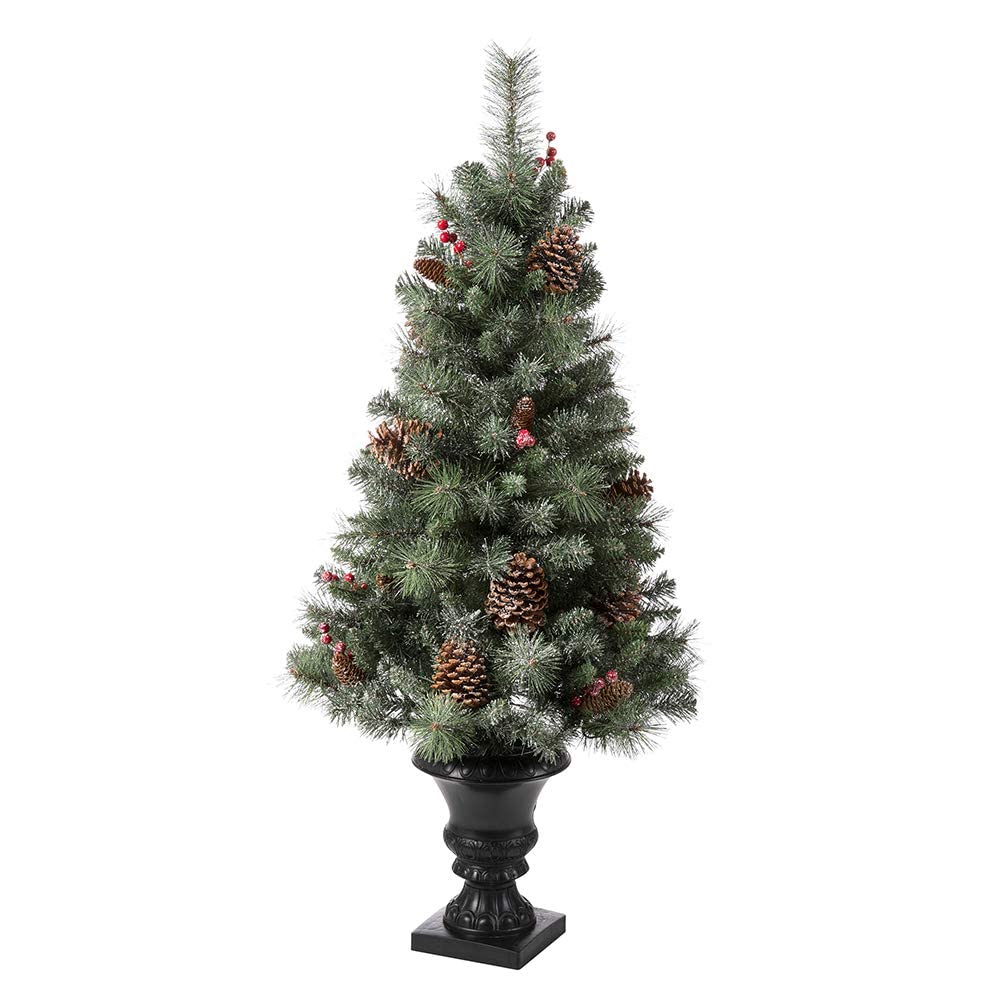 Foto 2 | Árbol De Navidad Glitzhome Flocado De 1,2 M Con Luces Y Decoración, 1 Unidad - Venta Internacional.