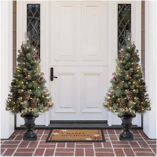 Foto 3 | Árbol De Navidad Glitzhome Flocado De 1,2 M Con Luces Y Decoración, 1 Unidad - Venta Internacional.