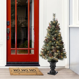 Foto 4 | Árbol De Navidad Glitzhome Flocado De 1,2 M Con Luces Y Decoración, 1 Unidad - Venta Internacional.