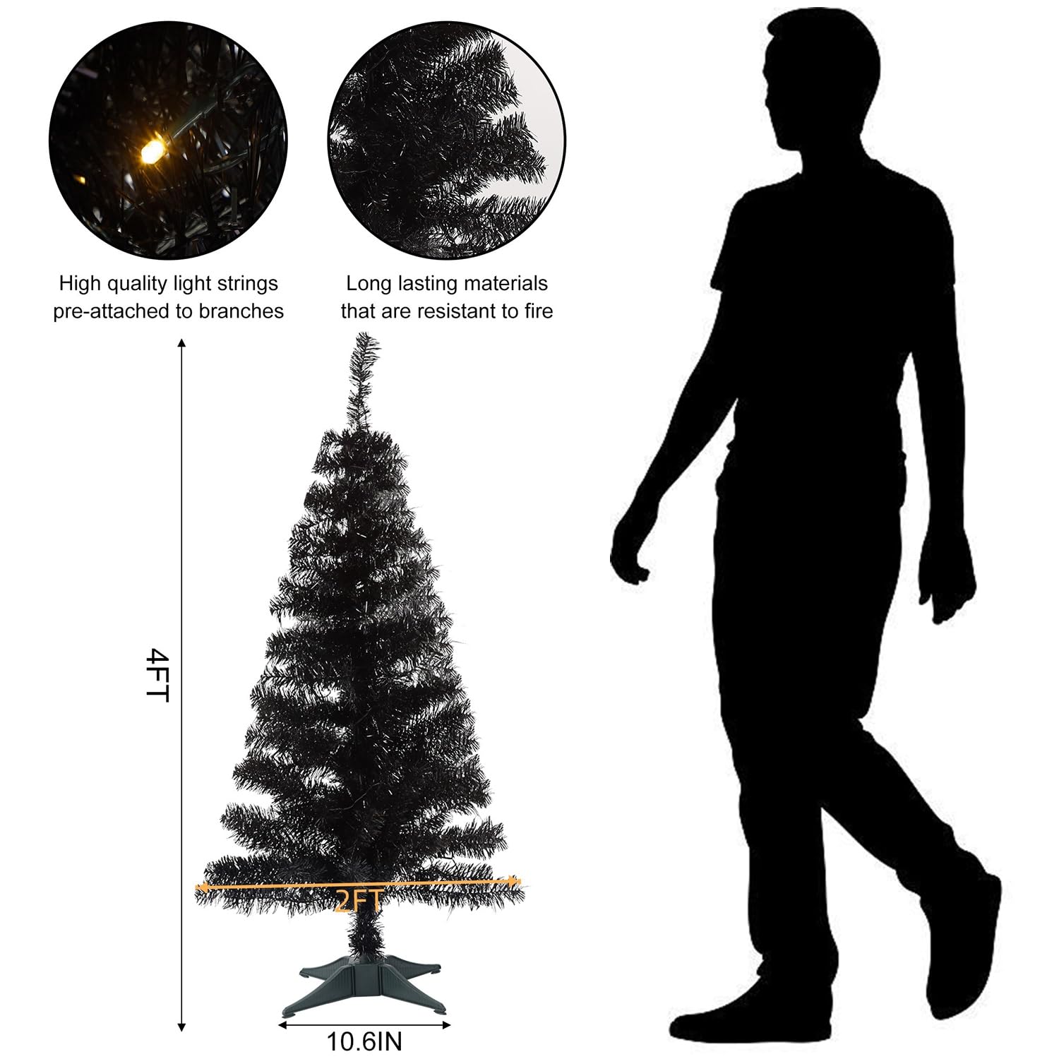 Foto 4 pulgar | Árbol De Navidad Artificial Para Halloween Juegoal De 4 Pies Con 70 Led - Venta Internacional.