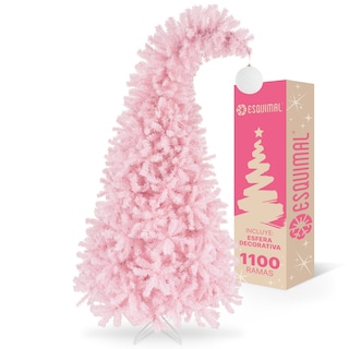 Foto 1 | Árbol de Navidad Punta Flexible Esquimal Pino Rosa 1.80 m con 1110 Ramas y Esfera Escarchada