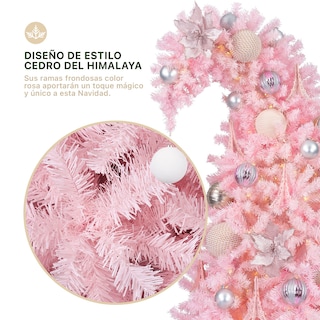 Foto 2 | Árbol de Navidad Punta Flexible Esquimal Pino Rosa 1.80 m con 1110 Ramas y Esfera Escarchada