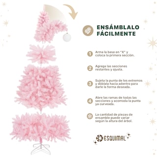 Foto 4 | Árbol de Navidad Punta Flexible Esquimal Pino Rosa 1.80 m con 1110 Ramas y Esfera Escarchada