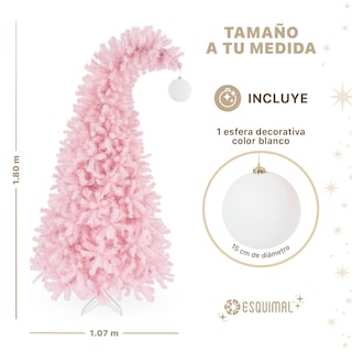 Foto 5 | Árbol de Navidad Punta Flexible Esquimal Pino Rosa 1.80 m con 1110 Ramas y Esfera Escarchada