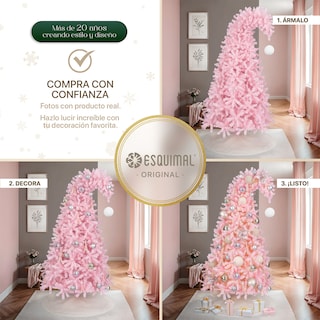 Foto 6 | Árbol de Navidad Punta Flexible Esquimal Pino Rosa 1.80 m con 1110 Ramas y Esfera Escarchada