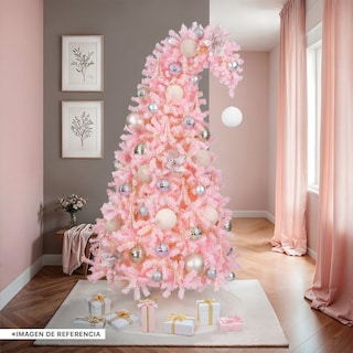 Foto 7 | Árbol de Navidad Punta Flexible Esquimal Pino Rosa 1.80 m con 1110 Ramas y Esfera Escarchada