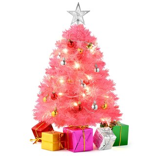 Foto 1 | Árbol de Navidad Mini Prextex Rosa de 23" con Luces y Adornos - Venta Internacional