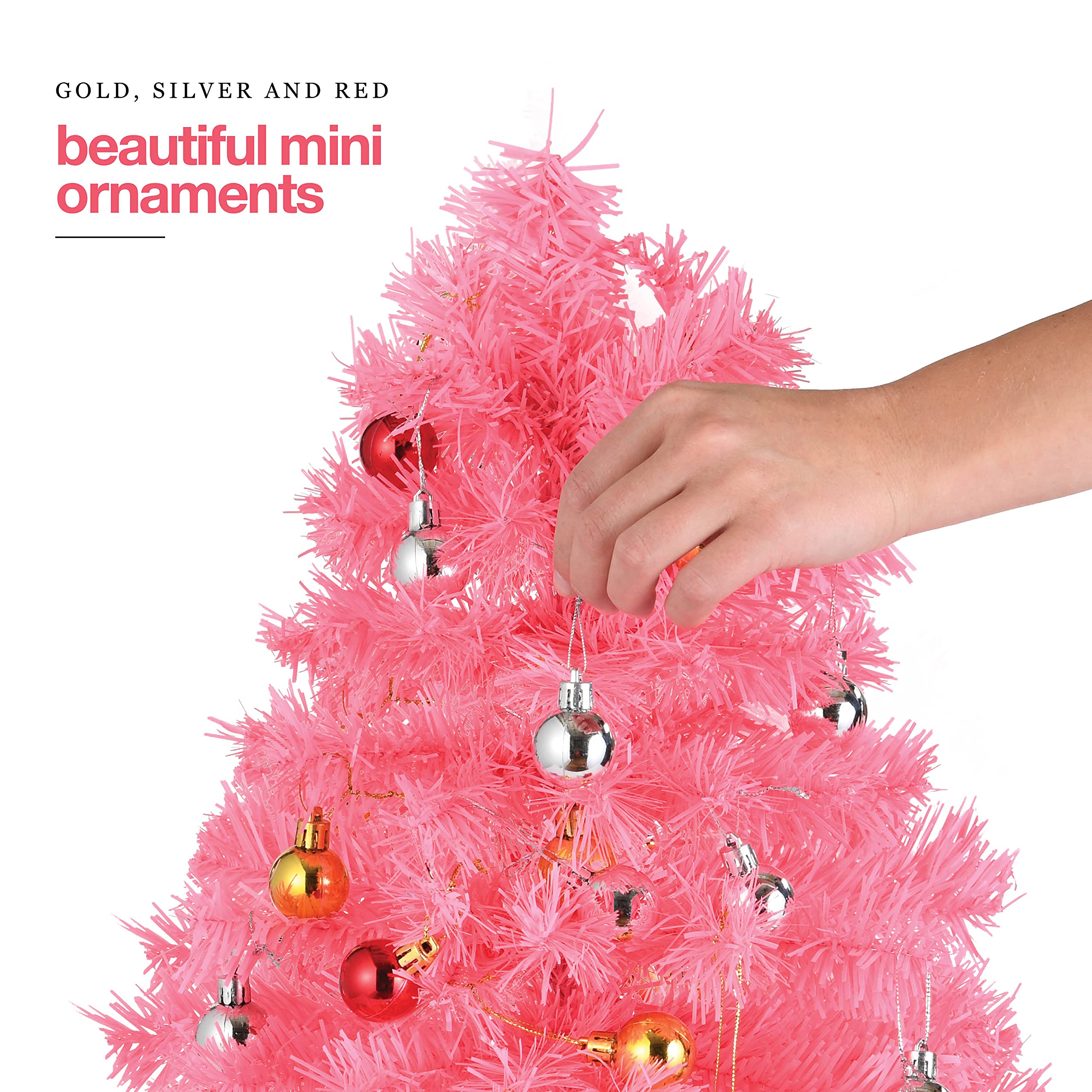 Foto 5 pulgar | Árbol de Navidad Mini Prextex  Rosa de 23" con Luces y Adornos - Venta Internacional