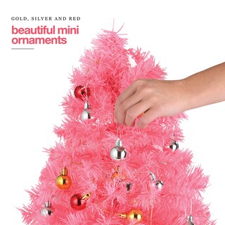 Foto 4 | Árbol de Navidad Mini Prextex Rosa de 23" con Luces y Adornos - Venta Internacional