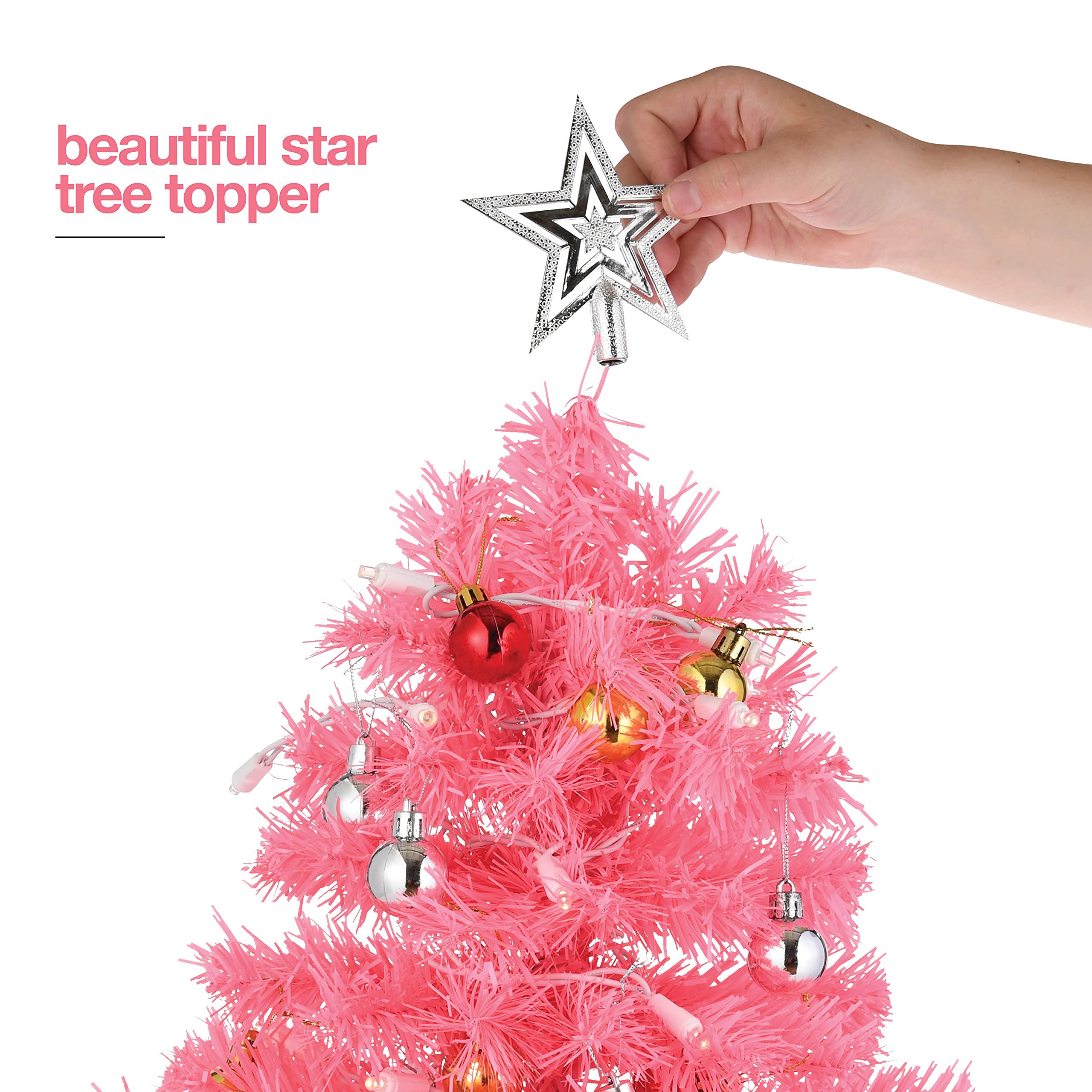Foto 6 pulgar | Árbol de Navidad Mini Prextex  Rosa de 23" con Luces y Adornos - Venta Internacional