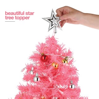 Foto 5 | Árbol de Navidad Mini Prextex Rosa de 23" con Luces y Adornos - Venta Internacional