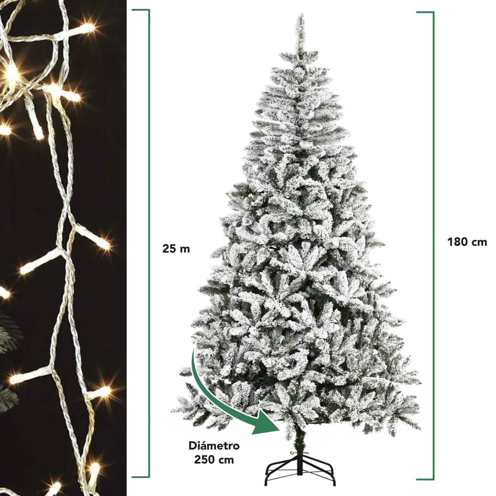 Foto 4 pulgar | Árbol De Navidad Artificial 1.80 M + 250 Serie Luces Led 25m