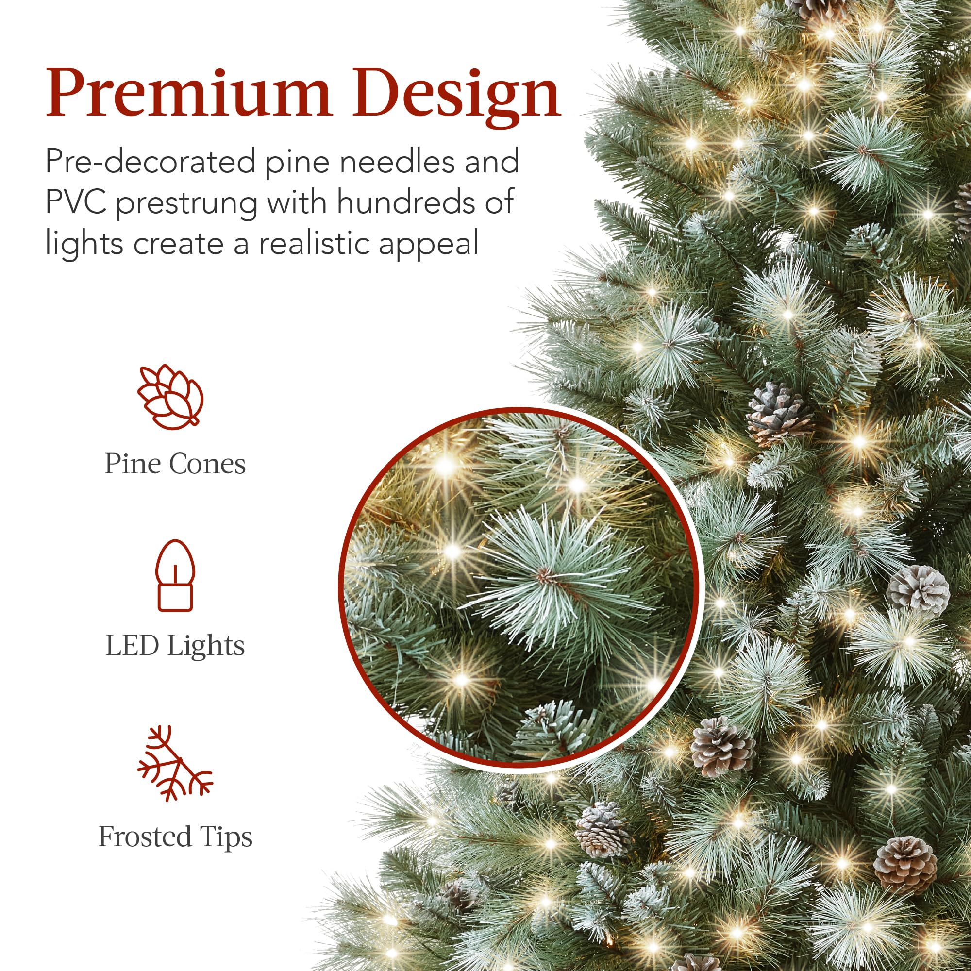 Foto 3 | Árbol de Navidad Best Choice Products De 1.4 Metros con Luces Y Soporte - Venta Internacional
