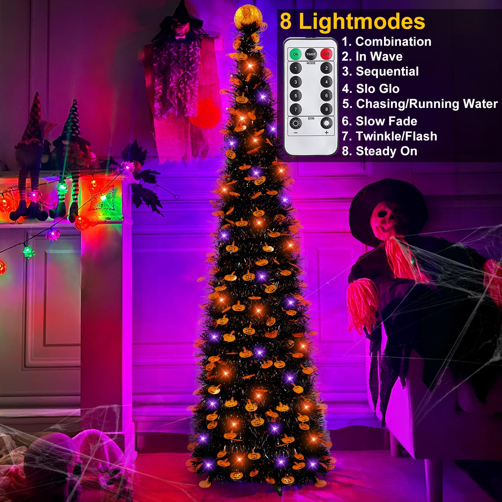 Foto 3 pulgar | Árbol De Halloween Turnmeon De 1,5 M Con 50 Luces Led, 8 Modos De Control Remoto - Venta Internacional.