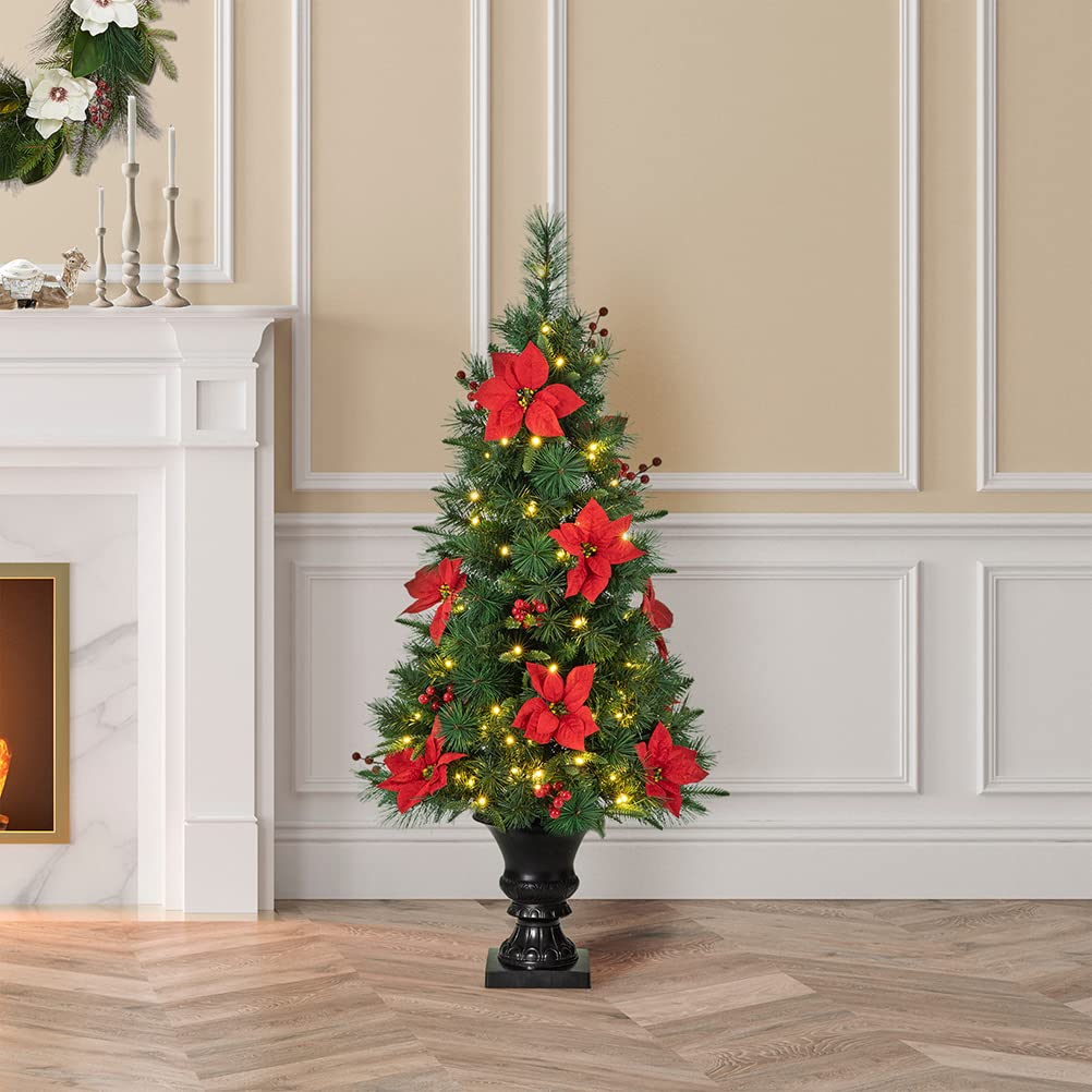 Foto 2 pulgar | Árbol de Navidad Glitzhome de Pino Preiluminado de 4 Pies con Luces y Decoración - Venta Internacional