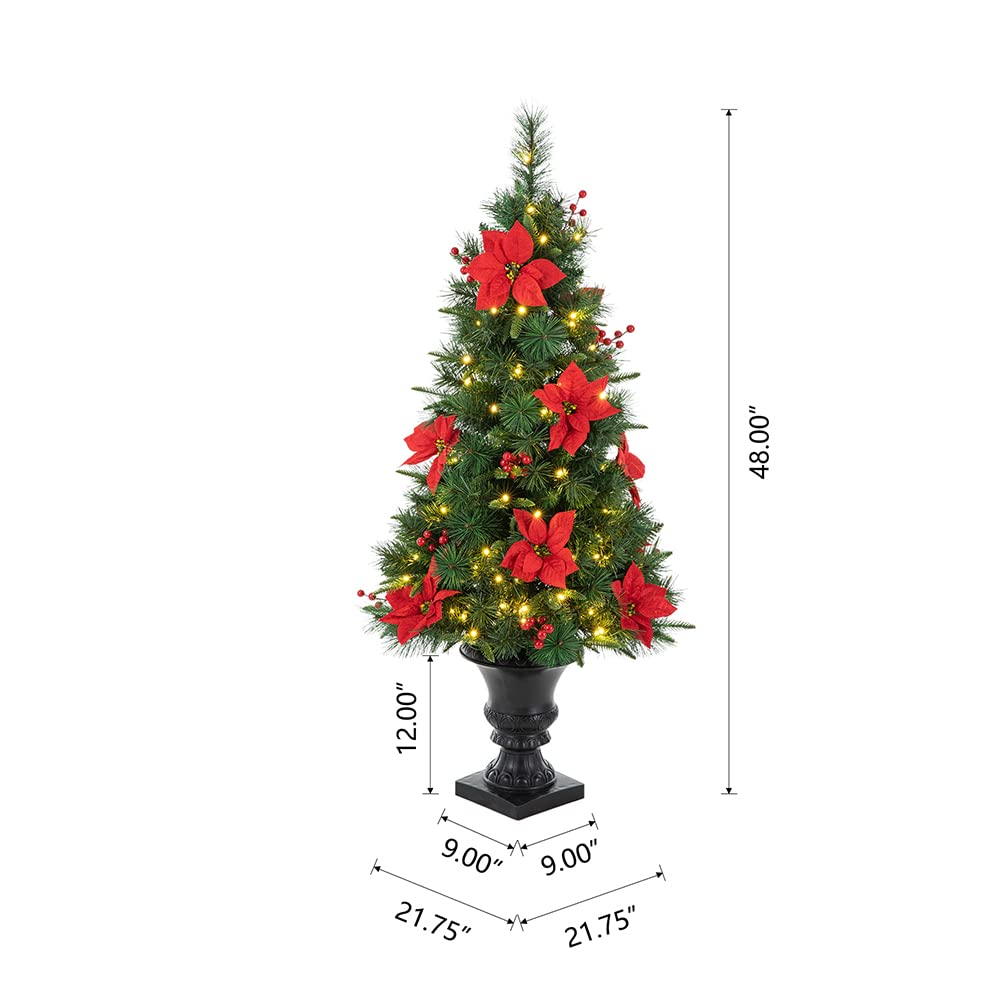 Foto 3 pulgar | Árbol de Navidad Glitzhome de Pino Preiluminado de 4 Pies con Luces y Decoración - Venta Internacional