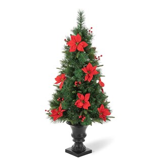 Foto 3 | Árbol de Navidad Glitzhome de Pino Preiluminado de 4 Pies con Luces y Decoración - Venta Internacional