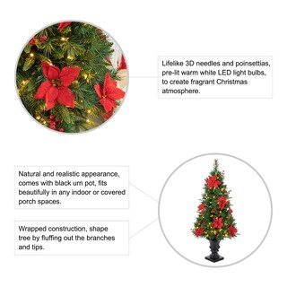 Foto 4 | Árbol de Navidad Glitzhome de Pino Preiluminado de 4 Pies con Luces y Decoración - Venta Internacional