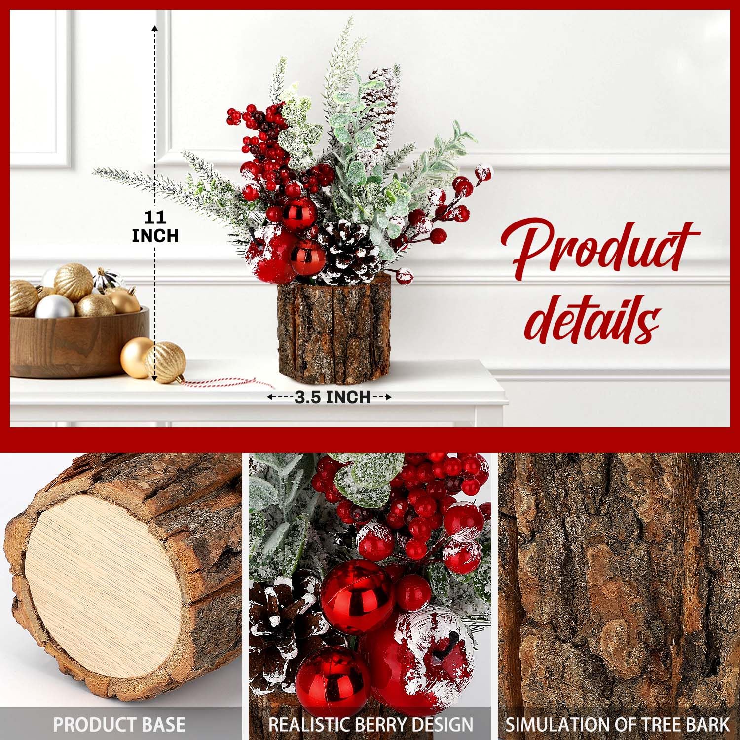 Foto 4 pulgar | Adorno de Navidad Kpx Artificial para Mesa - Venta Internacional