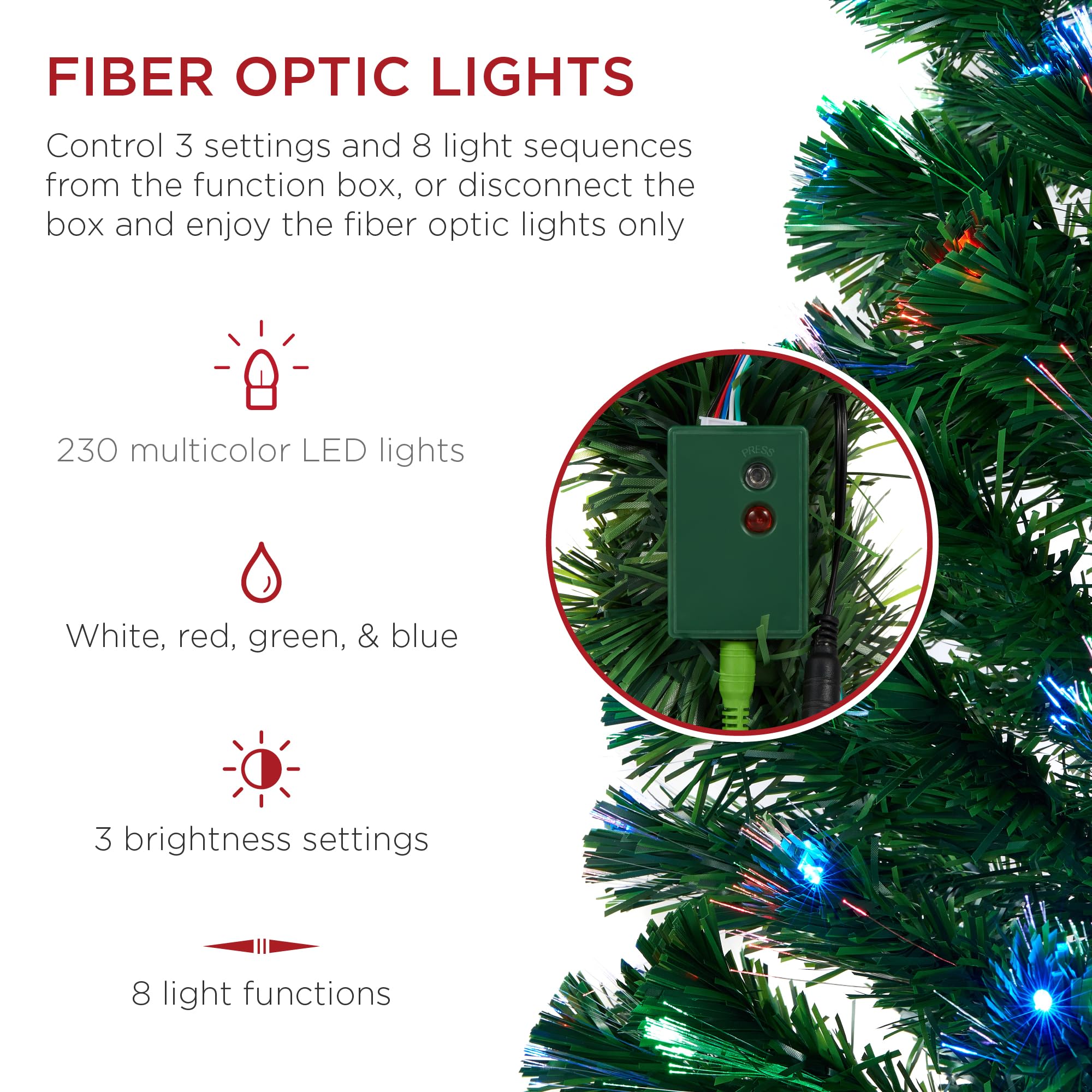 Foto 3 | Árbol de Navidad Best Choice Products de Fibra Óptica de 6 Pies Con Led - Venta Internacional