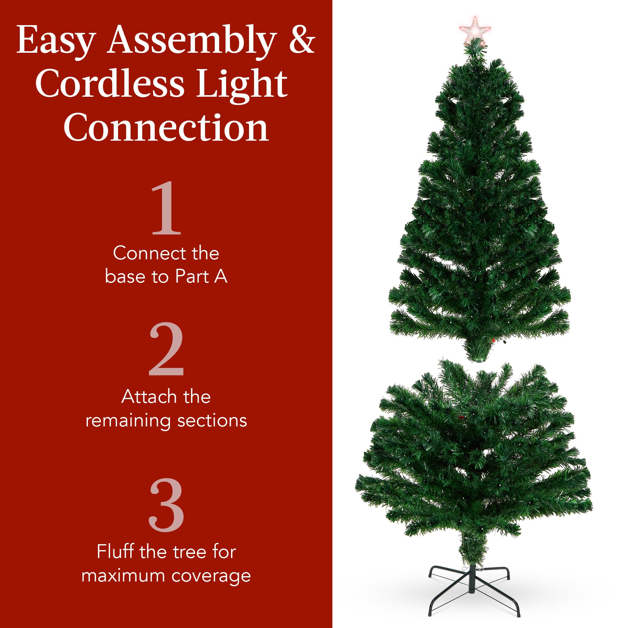 Foto 4 | Árbol de Navidad Best Choice Products de Fibra Óptica de 6 Pies Con Led - Venta Internacional