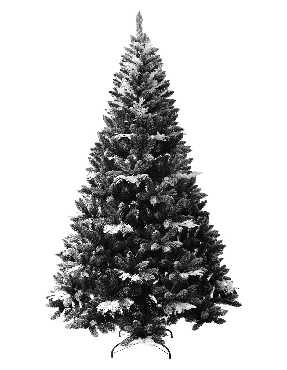 Foto 2 pulgar | Árbol De Navidad Semi Nevado Negro Con Ramas Blancas Black Spruce Premium Material Ramas (pe) Pino Navideño 220 Cm D