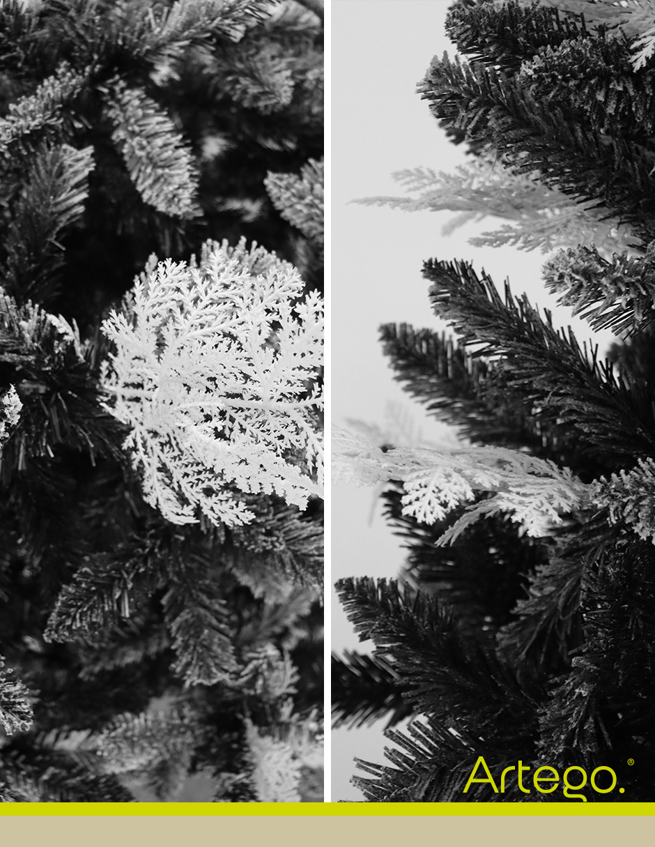 Foto 2 | Árbol De Navidad Semi Nevado Negro Con Ramas Blancas Black Spruce Premium Material Ramas (pe) Pino Navideño 220 Cm D