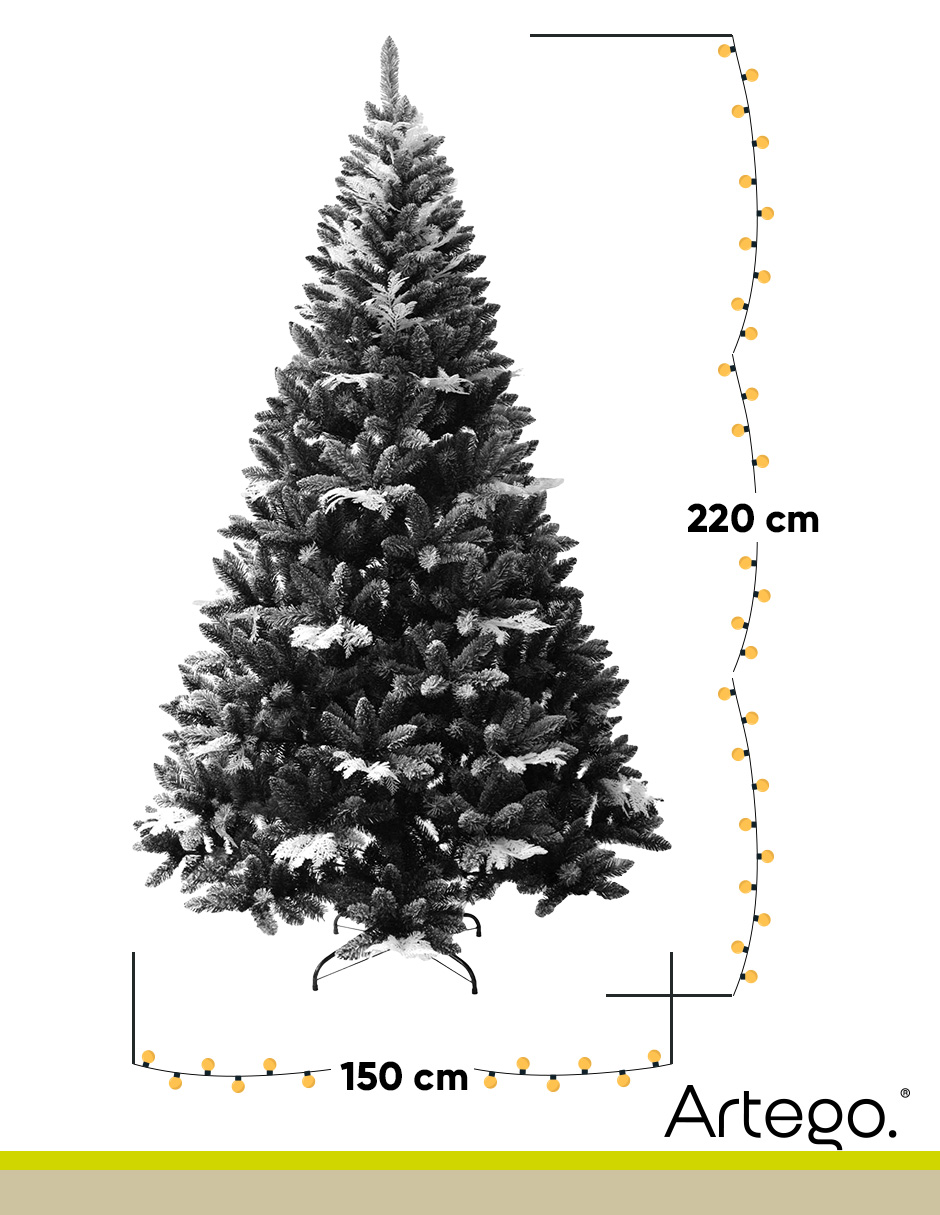 Foto 6 pulgar | Árbol De Navidad Semi Nevado Negro Con Ramas Blancas Black Spruce Premium Material Ramas (pe) Pino Navideño 220 Cm D