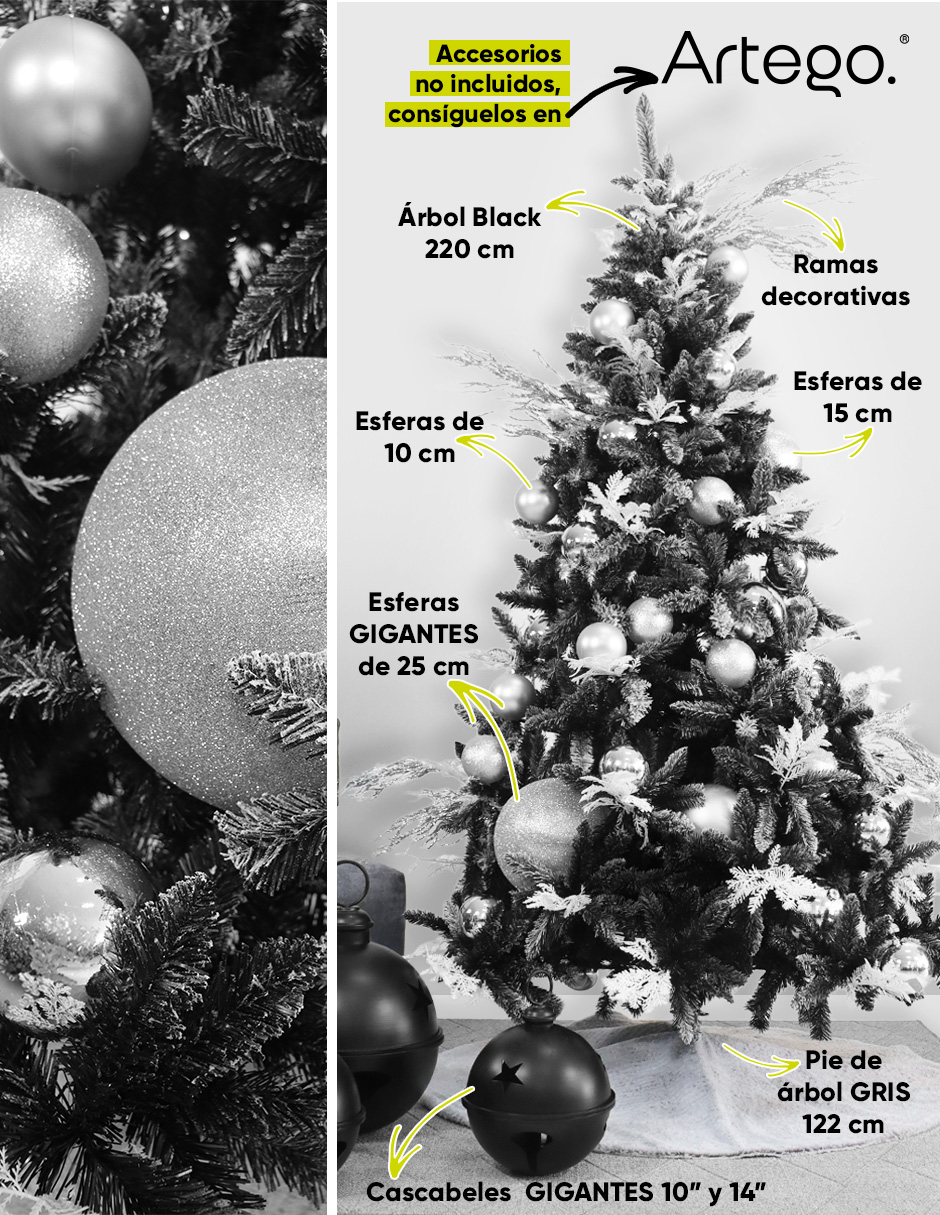 Foto 7 pulgar | Árbol De Navidad Semi Nevado Negro Con Ramas Blancas Black Spruce Premium Material Ramas (pe) Pino Navideño 220 Cm D