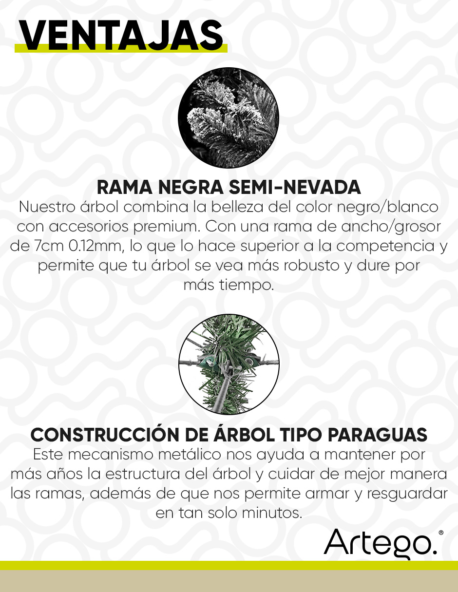 Foto 8 pulgar | Árbol De Navidad Semi Nevado Negro Con Ramas Blancas Black Spruce Premium Material Ramas (pe) Pino Navideño 220 Cm D