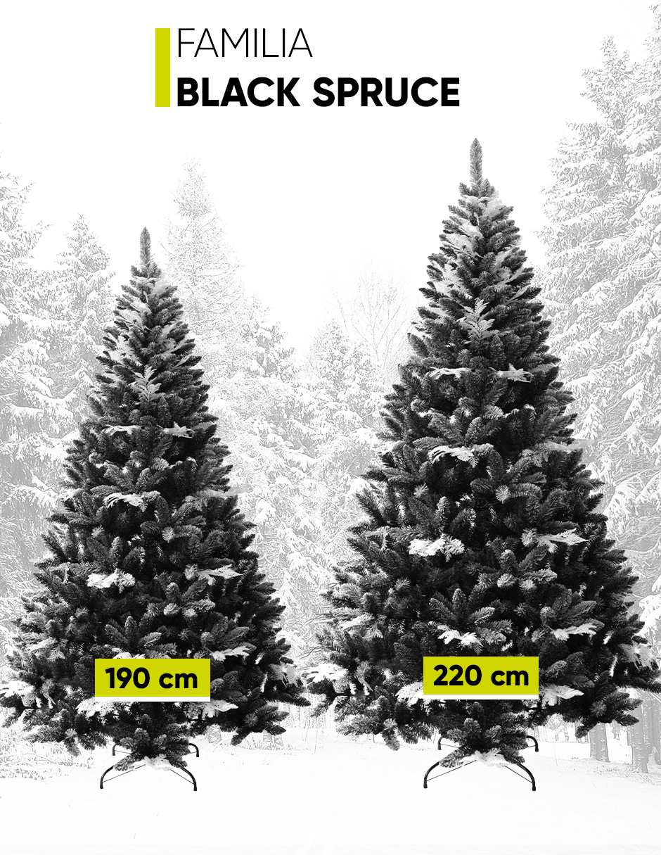 Foto 9 pulgar | Árbol De Navidad Semi Nevado Negro Con Ramas Blancas Black Spruce Premium Material Ramas (pe) Pino Navideño 220 Cm D