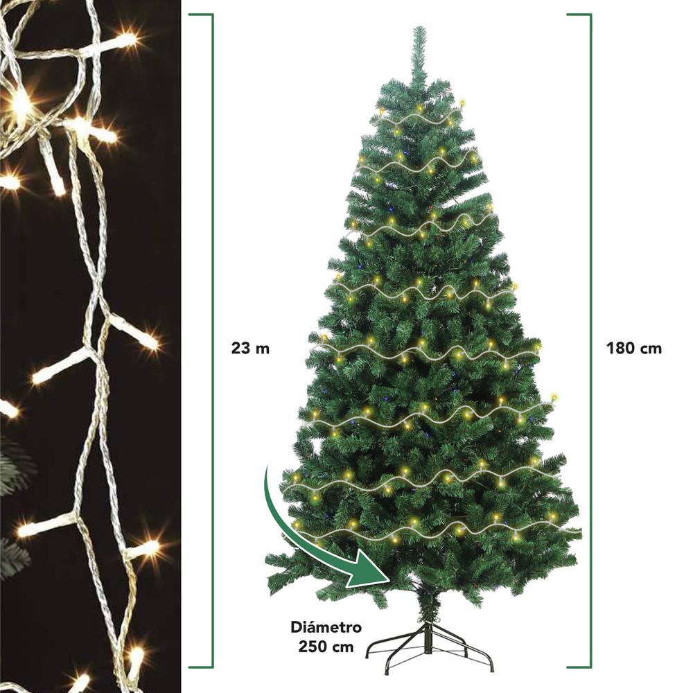 Foto 4 pulgar | Árbol De Navidad Artificial 1.80 M + 250 Serie Luces Led 23m