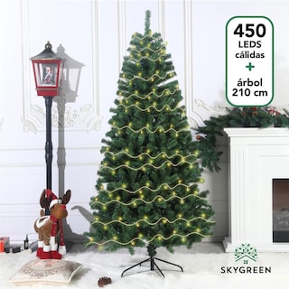 Foto 2 | Árbol De Navidad Artificial 2.10 M + 450 Serie Luces Led 46m
