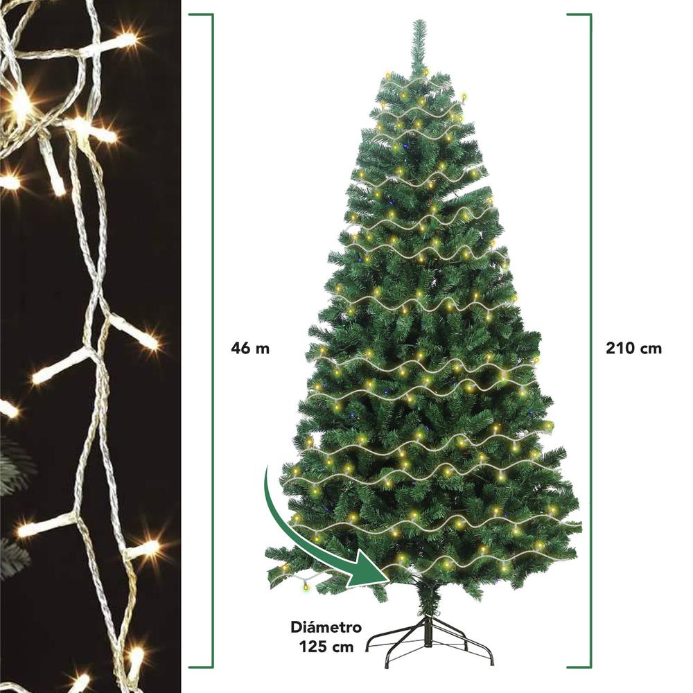 Foto 4 pulgar | Árbol De Navidad Artificial 2.10 M + 450 Serie Luces Led 46m