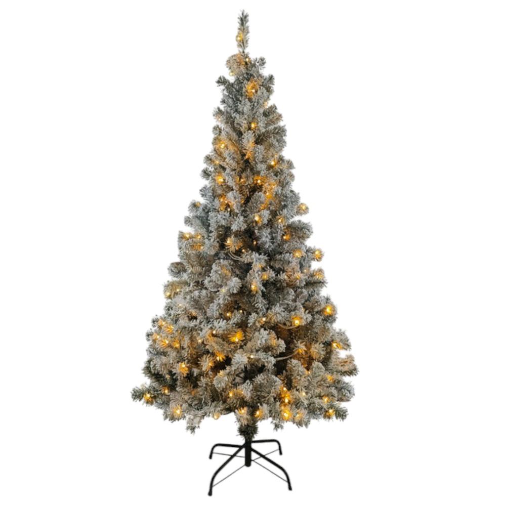 Árbol De Navidad Nevado 1.80 M Pino Artificial Con Luces Led