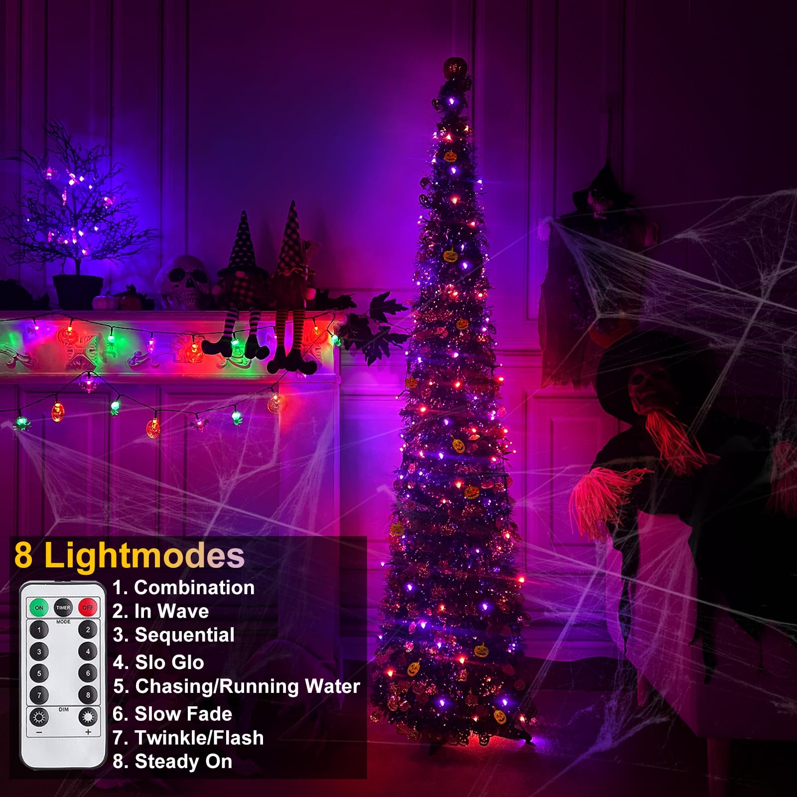 Foto 2 | [decoración De Halloween] Árbol Negro De Halloween Turnmeon De 5 Pies Con 50 Luces Led - Venta Internacional.