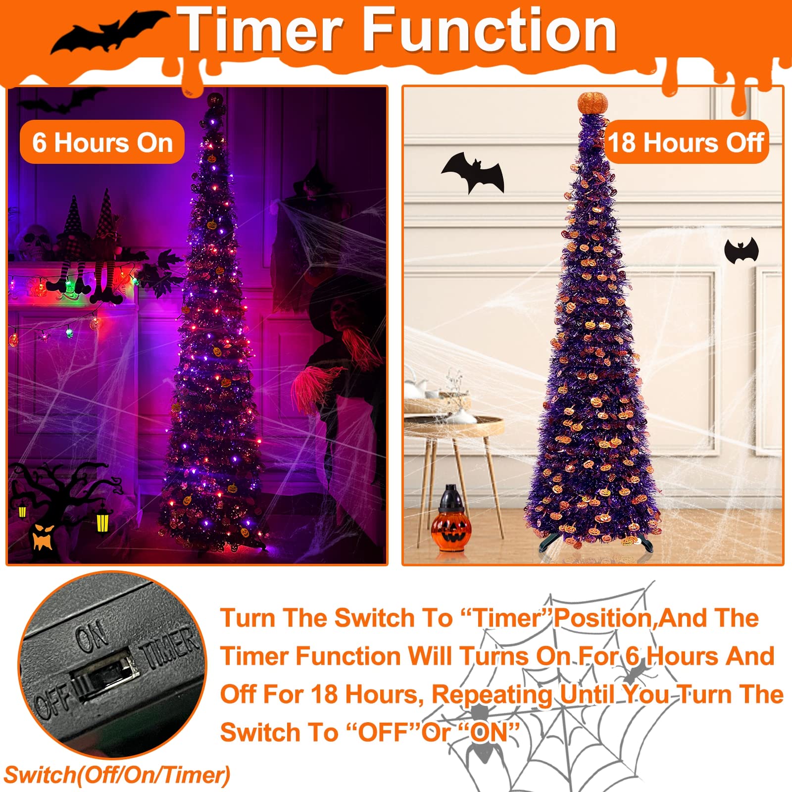 Foto 5 pulgar | [decoración De Halloween] Árbol Negro De Halloween Turnmeon De 5 Pies Con 50 Luces Led - Venta Internacional.