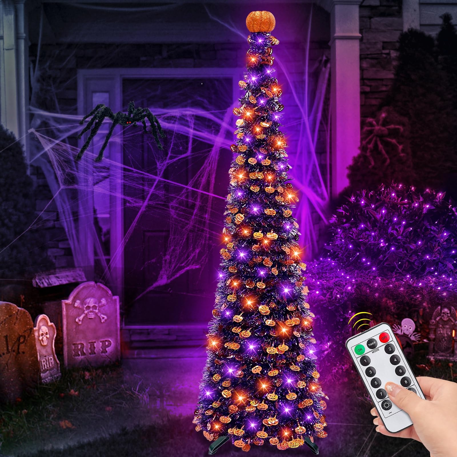 Foto 6 pulgar | [decoración De Halloween] Árbol Negro De Halloween Turnmeon De 5 Pies Con 50 Luces Led - Venta Internacional.