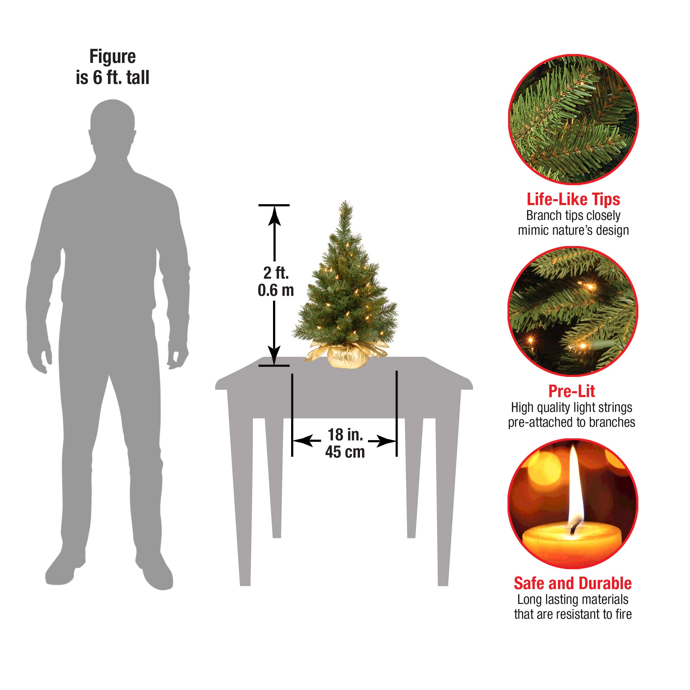 Foto 3 | Árbol de Navidad Majestic Fir de National Tree Company 60 cm - Venta Internacional